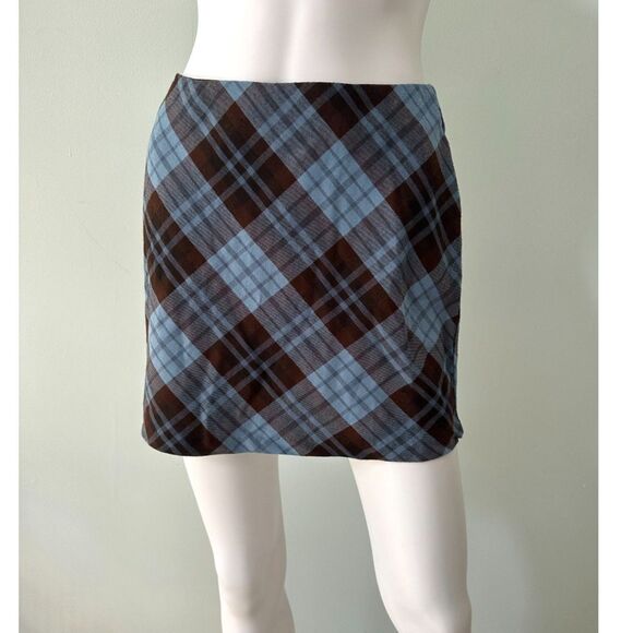 Vintage Y2k Brown and Blue Plaid Mini Skirt size Junior XS - Picture 1 of 5